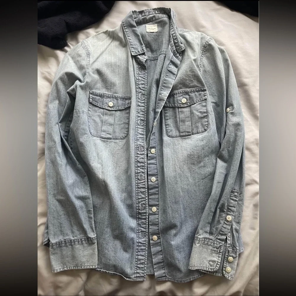 J. Crew Light Blue Denim-Look Shirt